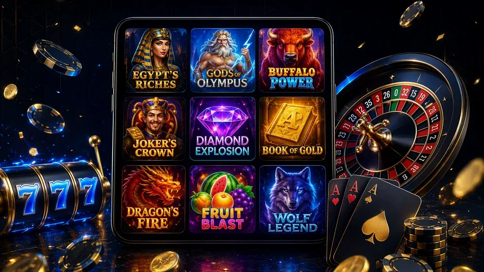 grelha de ícones de slots coloridos de diferentes fornecedores